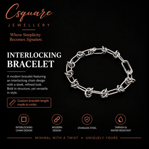 Handcrafted Statement Stainless steel bracelet, interlocking bracelet