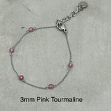 Stainless steel Dainty Bracelet starburst - spinel, lapis lazuli, Freshwater Pearl, Tourmaline, Garnet