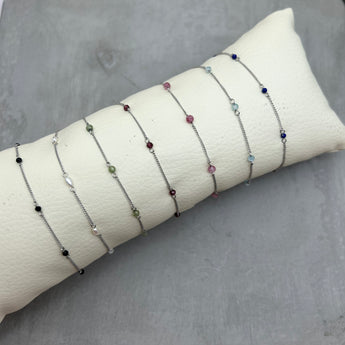 Stainless steel Dainty Bracelet starburst - spinel, lapis lazuli, Freshwater Pearl, Tourmaline, Garnet