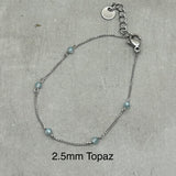 Stainless steel Dainty Bracelet starburst - spinel, lapis lazuli, Freshwater Pearl, Tourmaline, Garnet