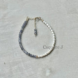14K Gold Filled Dainty Bracelet - iolite and Freshwater Pearl