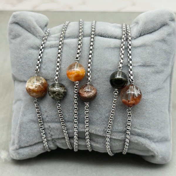 Stainless steel Bracelets - Phantom quartz aka Garden Quartz