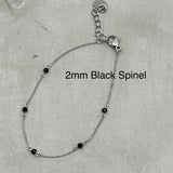 Stainless steel Dainty Bracelet starburst - spinel, lapis lazuli, Freshwater Pearl, Tourmaline, Garnet