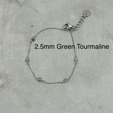 Stainless steel Dainty Bracelet starburst - spinel, lapis lazuli, Freshwater Pearl, Tourmaline, Garnet