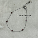 Stainless steel Dainty Bracelet starburst - spinel, lapis lazuli, Freshwater Pearl, Tourmaline, Garnet