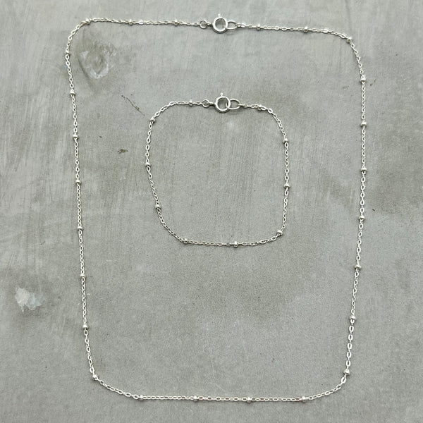 Annika Bella 925 Sterling Silver Beaded Bar Necklace For Women, Dainty Short Necklace With Silver Beads, Tarnish Resistant Jewelry, Gift For Her