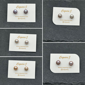 Color Freshwater Pearl stud earrings - 925 Sterling Silver