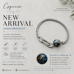 Handcrafted Statement Stainless steel bracelet - Pietersite bracelet