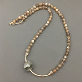 Asymmetric necklace, Statement necklace - Sunstone & Green Phantom