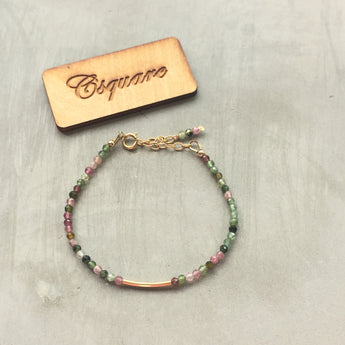 14k Gold Filled Dainty Bracelet - Tourmaline