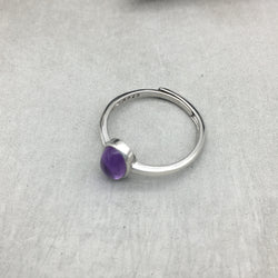 Amethyst Ring - 925 Sterling silver - adjustable ring, 7.5x5mm