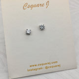 925 sterling silver stud earrings - 5.7mm Man made diamond