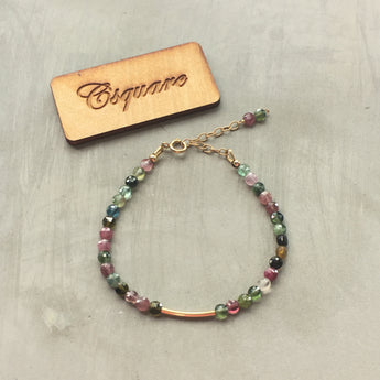 14k Gold Filled Dainty Bracelet - Tourmaline