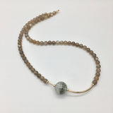 Asymmetric necklace, Statement necklace - Sunstone & Green Phantom