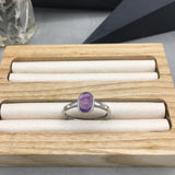 Amethyst Ring - 925 Sterling silver - adjustable ring, 7.5x5mm