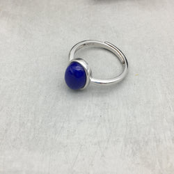 Lapis Lazuli Ring - 925 Sterling silver - adjustable ring, 10x7.5mm