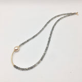 Asymmetric necklace, Statement necklace - Labradorite and Freshwater Pearl