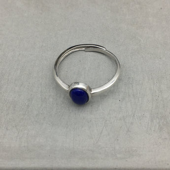 Lapis Lazuli Ring - 925 Sterling silver - adjustable ring, 5x7mm