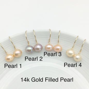 14K Gold filled Minimalist Pearl Earrings - Freshwater Pearl