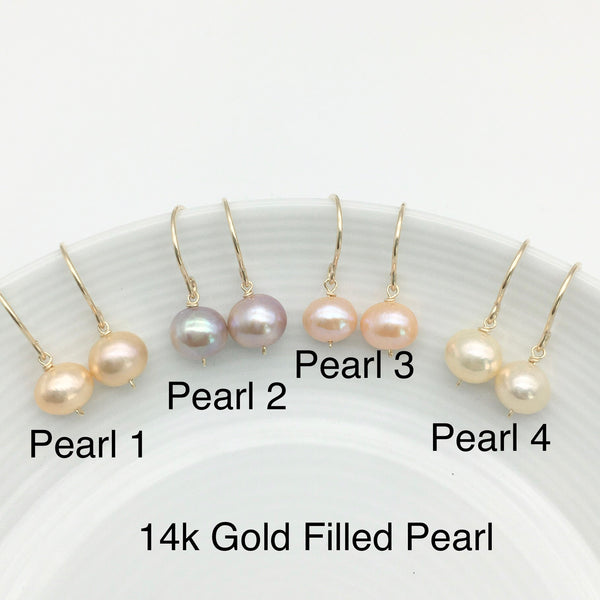 14K Gold filled Minimalist Pearl Earrings - Freshwater Pearl