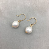 Minimalist Baroque Pearl Earrings - 14K Gold filled