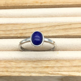 Lapis Lazuli Ring - 925 Sterling silver - adjustable ring, 5x7mm