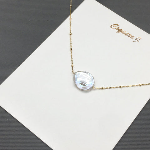 14K Gold filled Minimalist dainty necklace - Freshwater Pearl