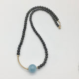 Asymmetric necklace, Statement necklace - Labradorite & Aquamarine