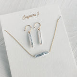 14K Gold filled Minimalist dainty Bar necklace - Freshwater Pearl, Bar shape pearl earrings