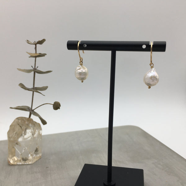 Minimalist Baroque Pearl Earrings - 14K Gold filled