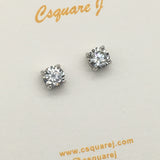 925 sterling silver stud earrings - 5.7mm Man made diamond