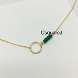14K Gold filled Minimalist dainty eternity necklace - May Birthstone Emerald