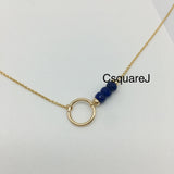 14K Gold filled Minimalist dainty eternity necklace - September Birthstone Sapphire